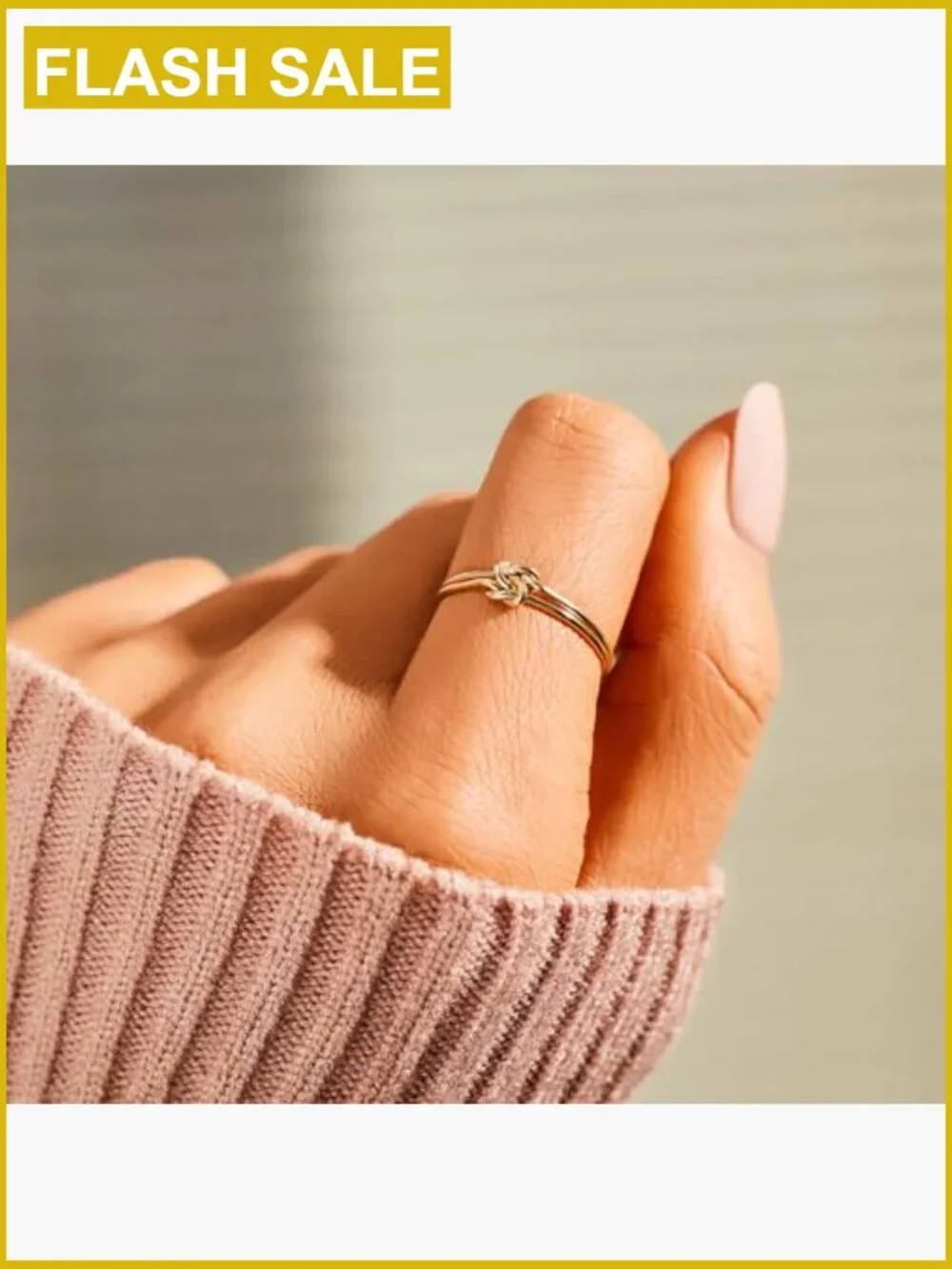 925 Sterling Silver Gold Plated Knot Ring Friendship Ring Stackable Ring for